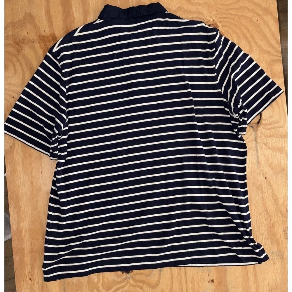 Vintage Polo Ralph Lauren Shirt Mens XL Blue White Striped Anchor Logo 90s Yacht